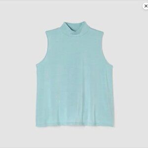 Eileen Fisher Seafoam Fine Jersey Mock Neck Tank XL